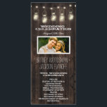 Rustic Photo Barn Wood Mason Jar Wedding Programs<br><div class="desc">Rustic Photo Barn Wood Mason Jar Wedding Programs - features a printed barn wood or reclaimed wood background with mason jars and string lights at the top. The back also features the barn wood background. You may change the demo couple's photo to one of your own.</div>