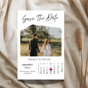 Rustic Photo Calendar Save The Date Card