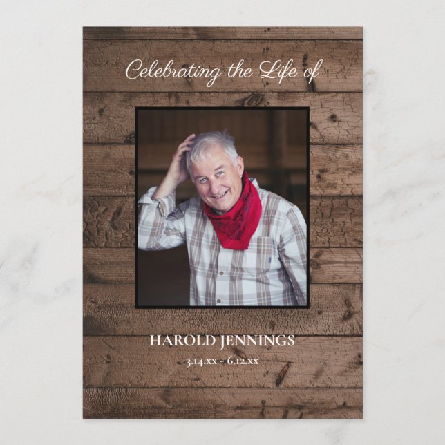 Rustic Photo Celebration of Life Order of Service Program (Front)