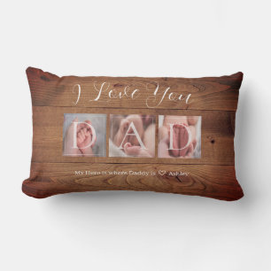 Rustic Photo Collage for Dad Lumbar Pillow