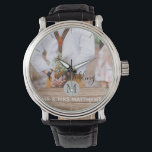 Rustic Photo Collage Monogram NEWLYWEDS WEDDING Watch<br><div class="desc">Add your couple photos to this modern rustic monogram themed photo gift,  perfect for the newly weds on their wedding day as a wedding gift.</div>