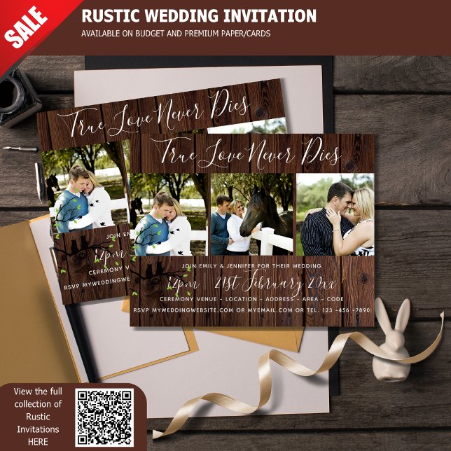 Rustic PHOTO Collage Wedding INVITATION Wood (Creator Uploaded)