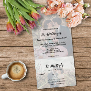 Rustic photo elegant country Wedding All In One Invitation