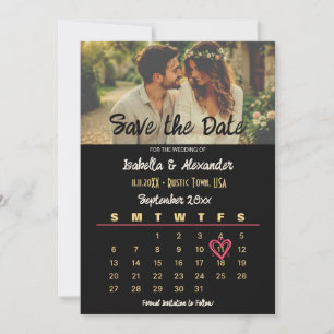 Rustic Photo Elegant Wedding Calendar Save The Date