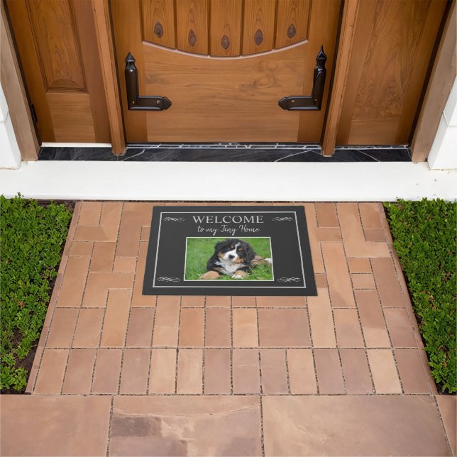 Rustic photo family name welcome to my tiny home doormat (Outdoor)
