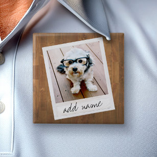 Rustic Photo Frame with Square Instagram and Wood 2 Inch Square Button