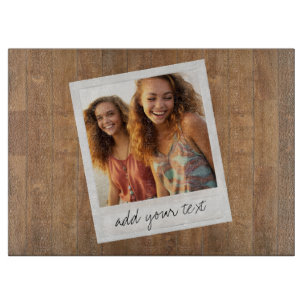 Rustic Photo Frame with Square Instagram and Wood Cutting Board