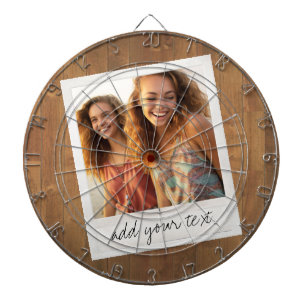 Rustic Photo Frame with Square Instagram and Wood Dartboard