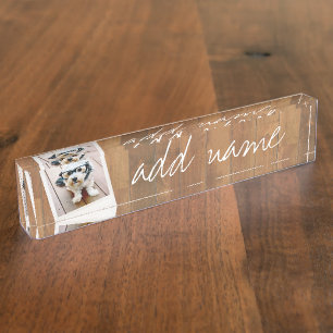 Rustic Photo Frame with Square Instagram and Wood Nameplate