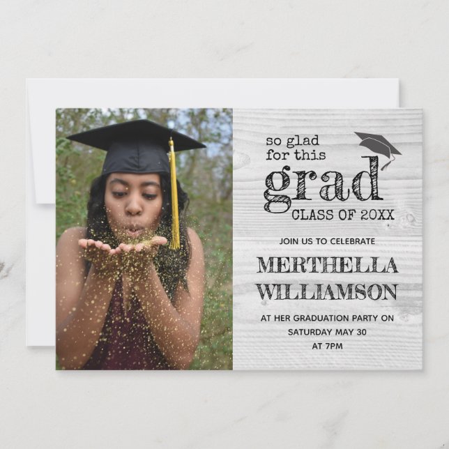Rustic Photo Graduation Invitation (Front)