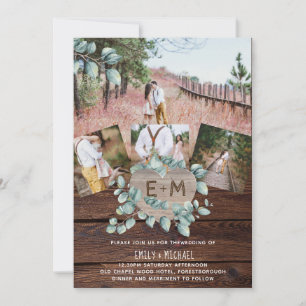 Rustic Photo Greenery EUCALYPTUS Wedding Invite