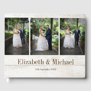 Rustic Photo Modern  Elegant Gold Colour Wedding Guest Book