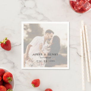 Rustic Photo Modern Wedding Napkin