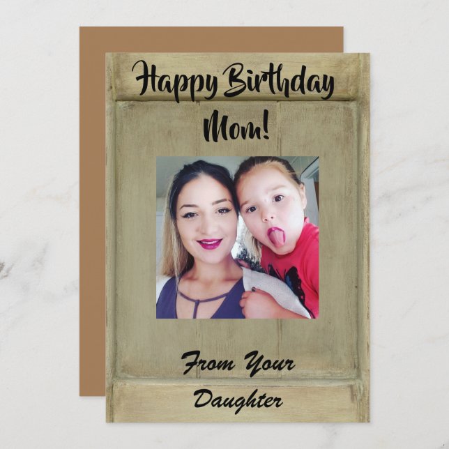 Rustic Photo Mom Birthday Holiday Card (Front/Back)