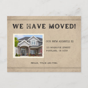 Rustic Photo New Address Moving Announcement Postcard