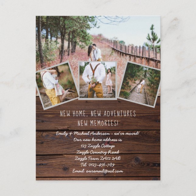 Rustic PHOTO New Home We Moved Change of Address Postcard (Front)