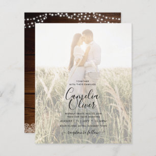 Rustic Photo Overlay Lace Wood Jars Wedding Invite