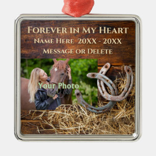 Rustic PHOTO Personalized, Horse Memorial Ornament