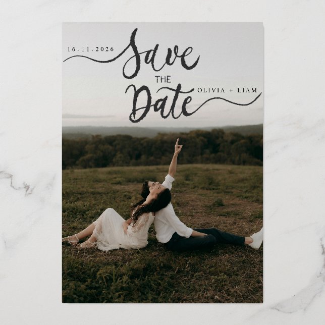 Rustic Photo Save the Date Card | Editable Wedding (Front)