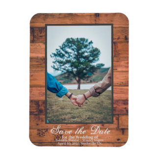 Rustic Photo Save the Date Wood Personalize Magnet