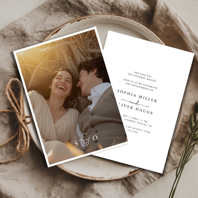 Rustic Photo Script She Said Yes Engagement Party Invitation (Creator Uploaded)
