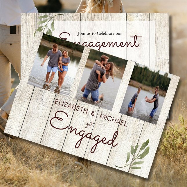 Rustic Photo Simple Wood Modern Engagement Save The Date (Creator Uploaded)