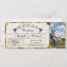 Rustic Photo Vintage Movie Ticket Save the Date