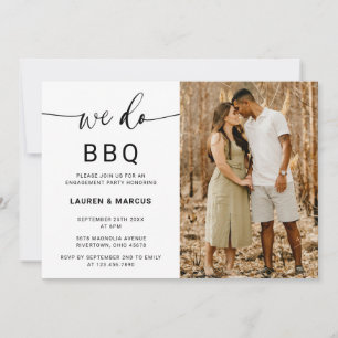Rustic Photo We Do BBQ Script Engagement Party Invitation