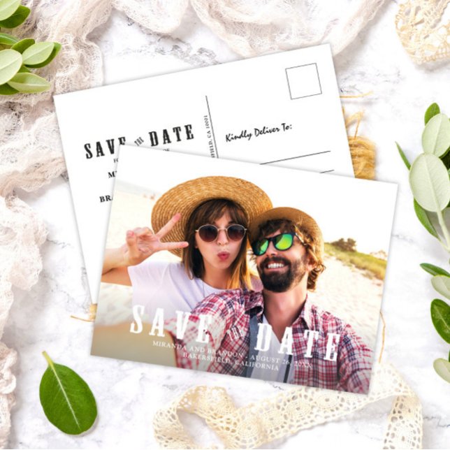 Rustic Photo Wedding Save the Date Announcement Postcard (Creator Uploaded)