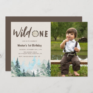 Rustic Photo Wild One 1st Birthday Invitation