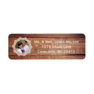 Rustic Photo Wood and Lace Return Address