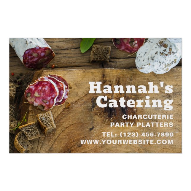 Rustic Photo Wooden Board Charcuterie Catering Poster (Front)