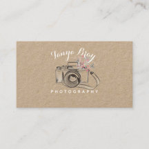 Rustic Photography business card w/ Camera Sketch