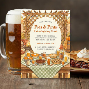 Rustic Pies and Pints Friendsgiving Party Invitation