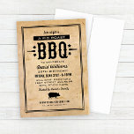 Rustic Pig Roast BBQ Birthday Party Invitation<br><div class="desc">Casual BBQ / barbecue themed birthday invitation features  a pig motif,  stylish custom text in western and modern fonts,  star accents,  and a colour scheme of black on a neutral tan background with a rustic linen paper / vintage burlap textured appearance.</div>