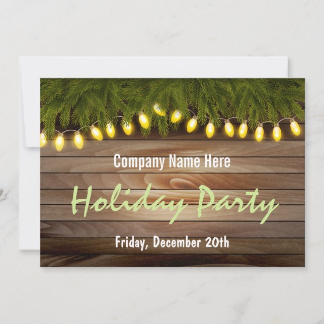 Rustic Pine and Barn Board Christmas Party Invitation (Front)