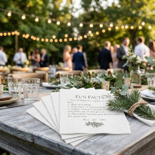 Rustic Pine Branch Greenery Fun Facts Napkin