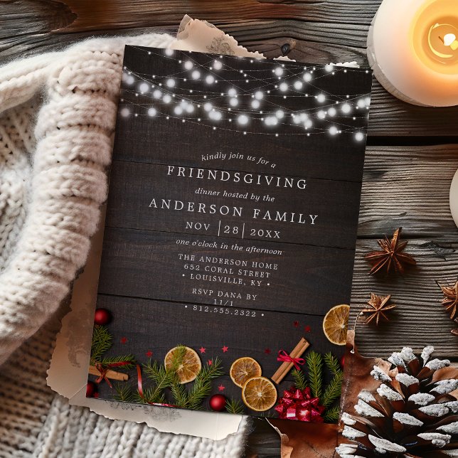 Rustic Pine Cinnamon Orange Slice Friendsgiving Invitation (Creator Uploaded)