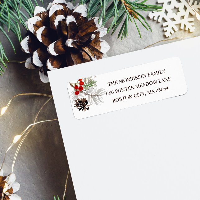 Rustic Pine Cone Berries Adresse de retour (Rustic Pine Cone Berries Return Address Label)