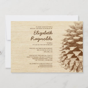 Rustic Pine Cone Bridal Shower Invitations