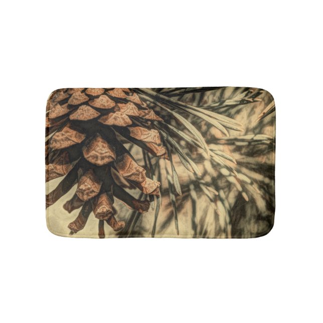 Rustic Pine Cone Design Bath Mat (Front)