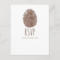 Rustic Pine Cone Elegant Simple Wedding RSVP