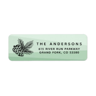 Rustic Pine Cone Mint Green Holiday Return Address