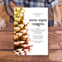 Rustic Pine Cone on White Woodland Winter Solstice