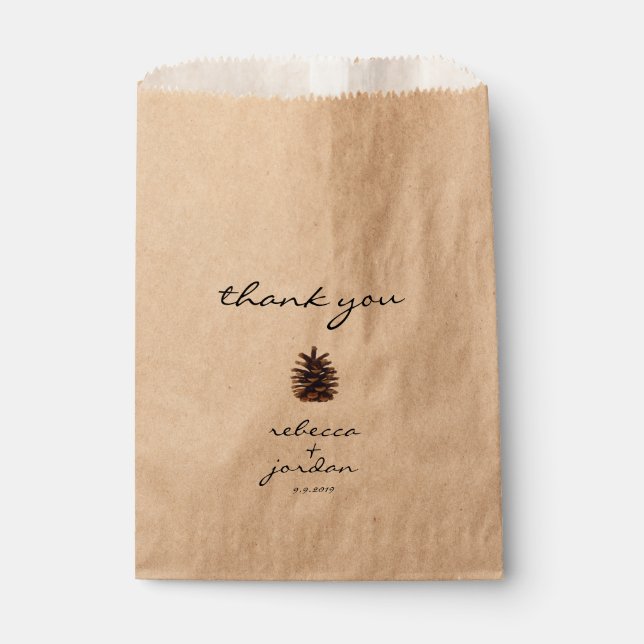Rustic Pine Cone Thank You Gift Bags (Front)