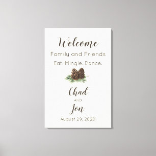 Rustic pine cone Wedding Welcome Sign