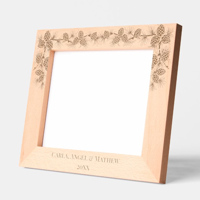 RUSTIC PINE CONES 10 x 8 PERSONALIZED  PICTURE Etched Frames (Left)