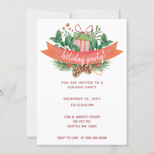 Rustic pine cones and fir holiday party card