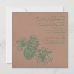 Rustic Pine Cones Bridal Shower Invitations