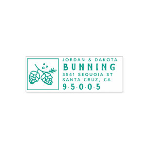 Rustic Pine Cones   Wedding Couple Return Address Self-inking Stamp